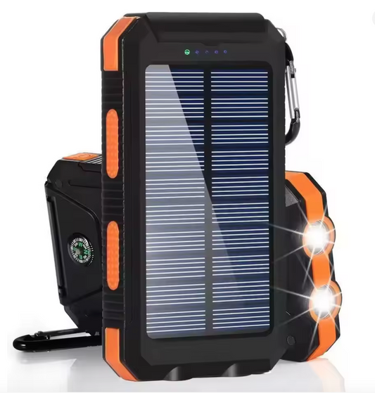 Portabel Solcells Powerbank 10000mAh – Vattentät med LED & USB