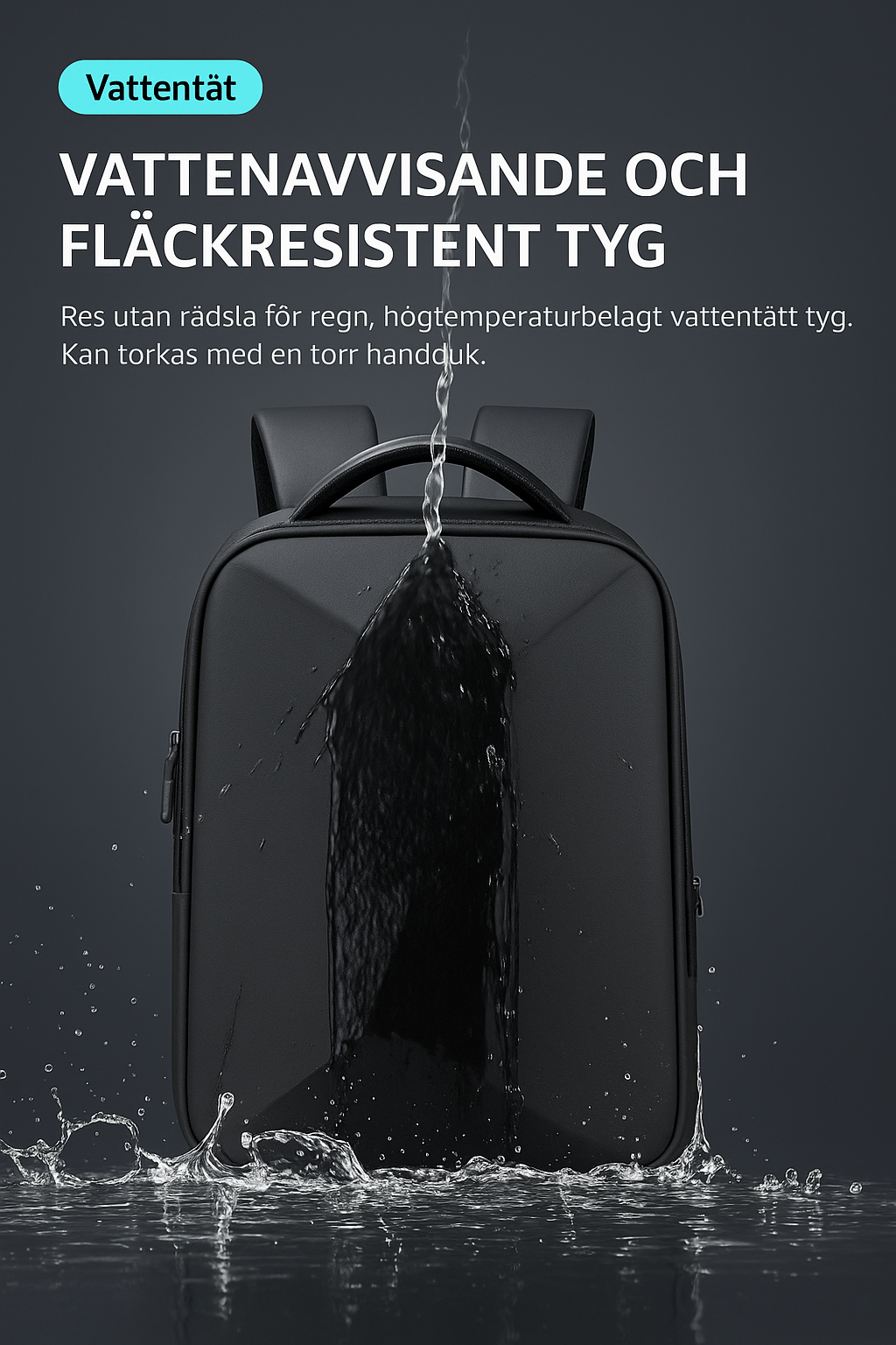 Reseryggsäck Anti-stöld & Vattentät – Laptop & USB-port