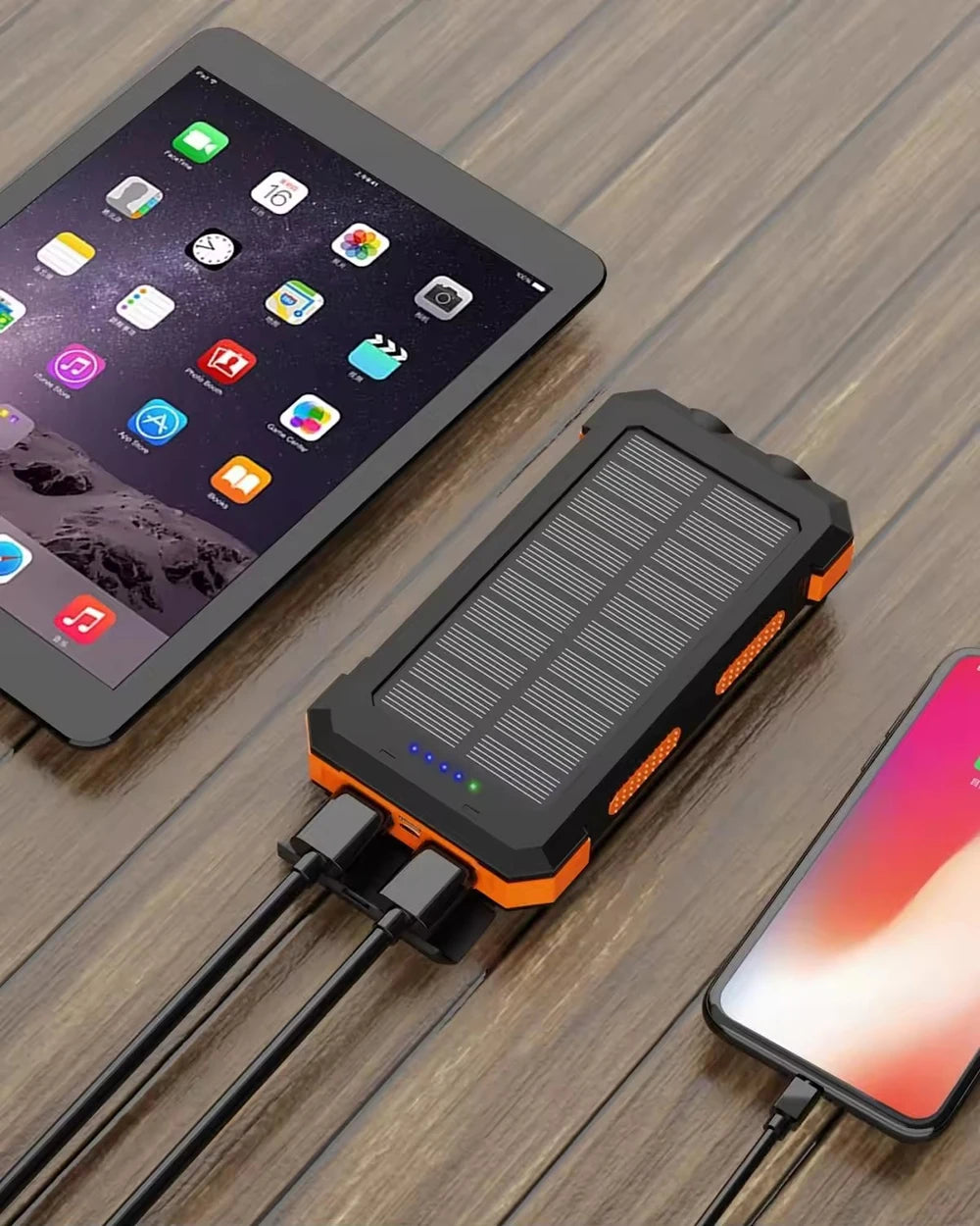Portabel Solcells Powerbank 10000mAh – Vattentät med LED & USB