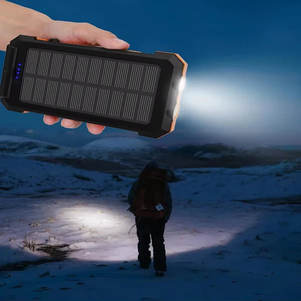 Portabel Solcells Powerbank 10000mAh – Vattentät med LED & USB