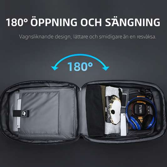 Reseryggsäck Anti-stöld & Vattentät – Laptop & USB-port